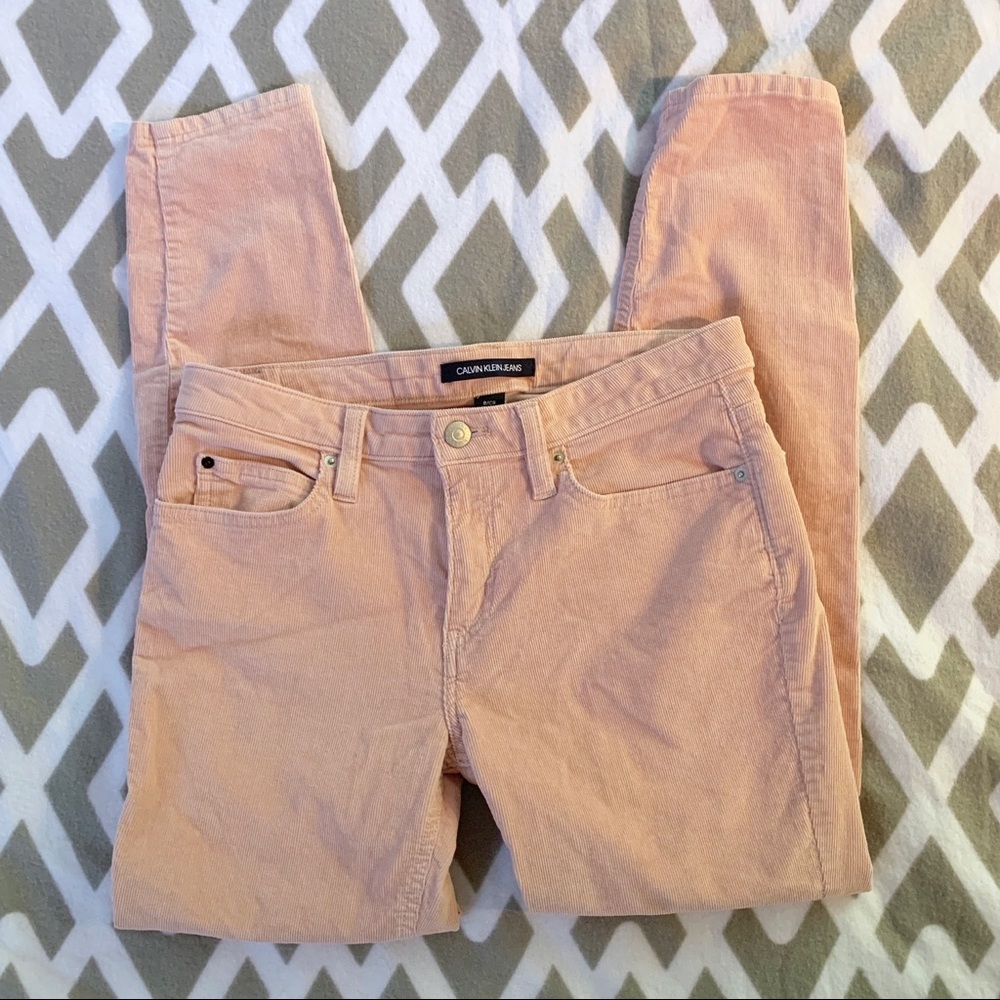 Calvin Klein Jeans Pink Mid Rise Skinny Corduroys - Picture 3 of 7